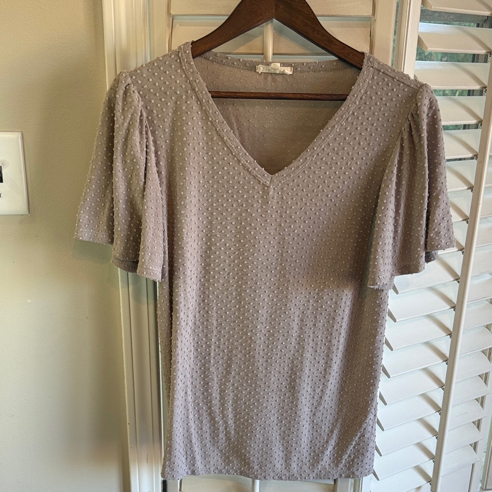 Textured Women's Top- Flutter Sleeve